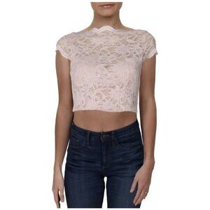City Studio Women’s Pink Lace Glitter Crop Top Blouse Juniors BHFO 5899 Size 5